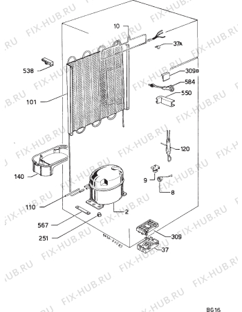 Взрыв-схема холодильника Privileg 0213926 - Схема узла Refrigerator cooling system